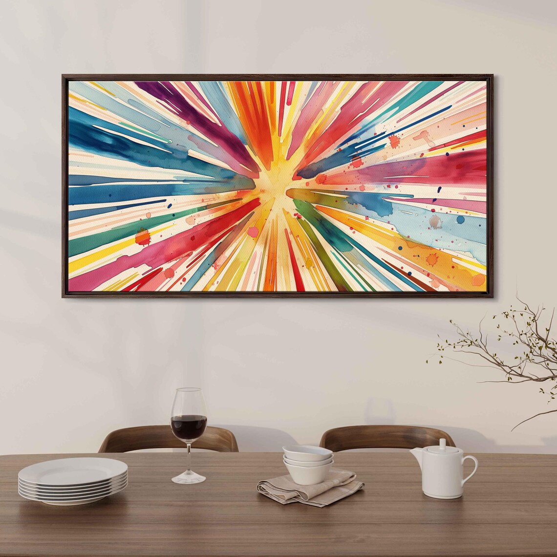 Pop Art Rainbow Starburst Explosion Colorful Watercolor Wall Poster - Image 3