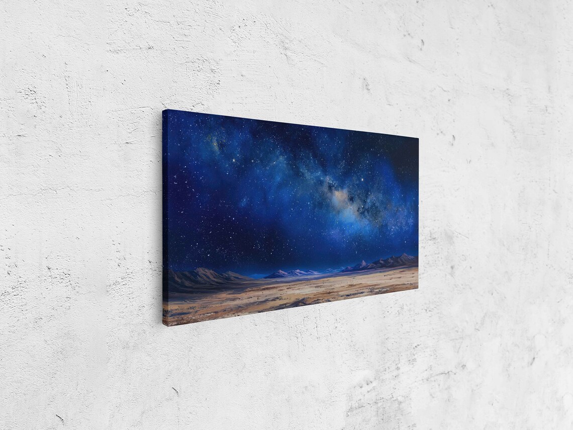 Starry Night Sky Milky Way Desert Mountains Vibrant Cosmic Wall Art Poster - Image 4