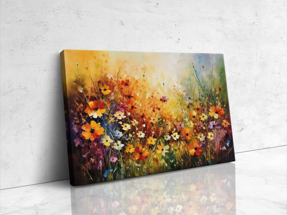 Colorful Wildflowers Oil Painting Modern Palette Oil Painting Print On Ready To Hang Mothers Day Gift Gift For Moms - Image 4