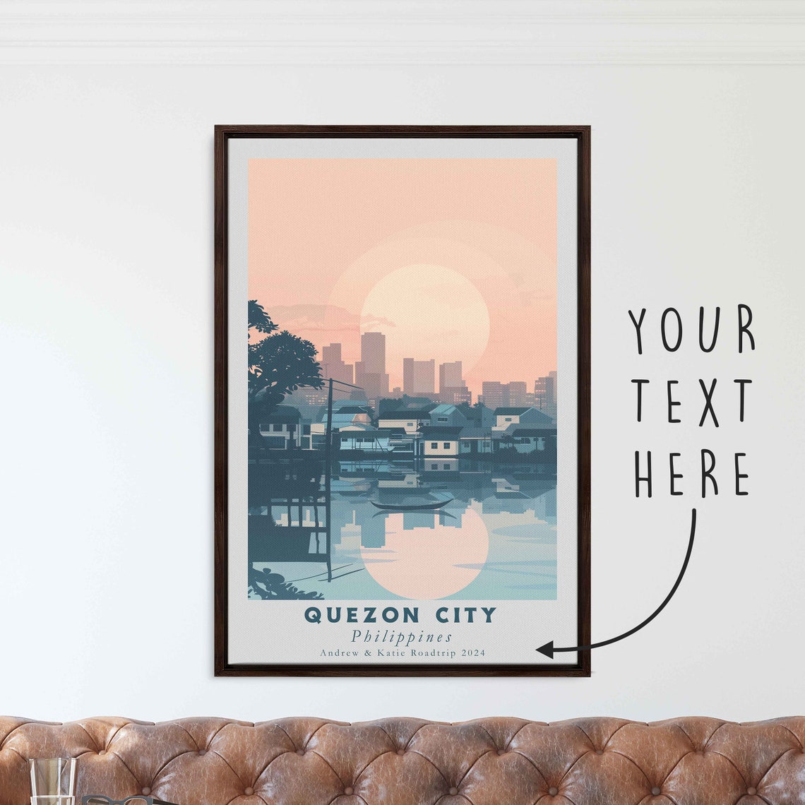Quezon City Philippines Sunset Over Water Stilt Houses Travel Poster - Image 3
