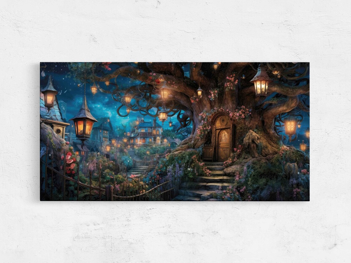 Whimsical Enchanted Treehouse Wall Art Poster