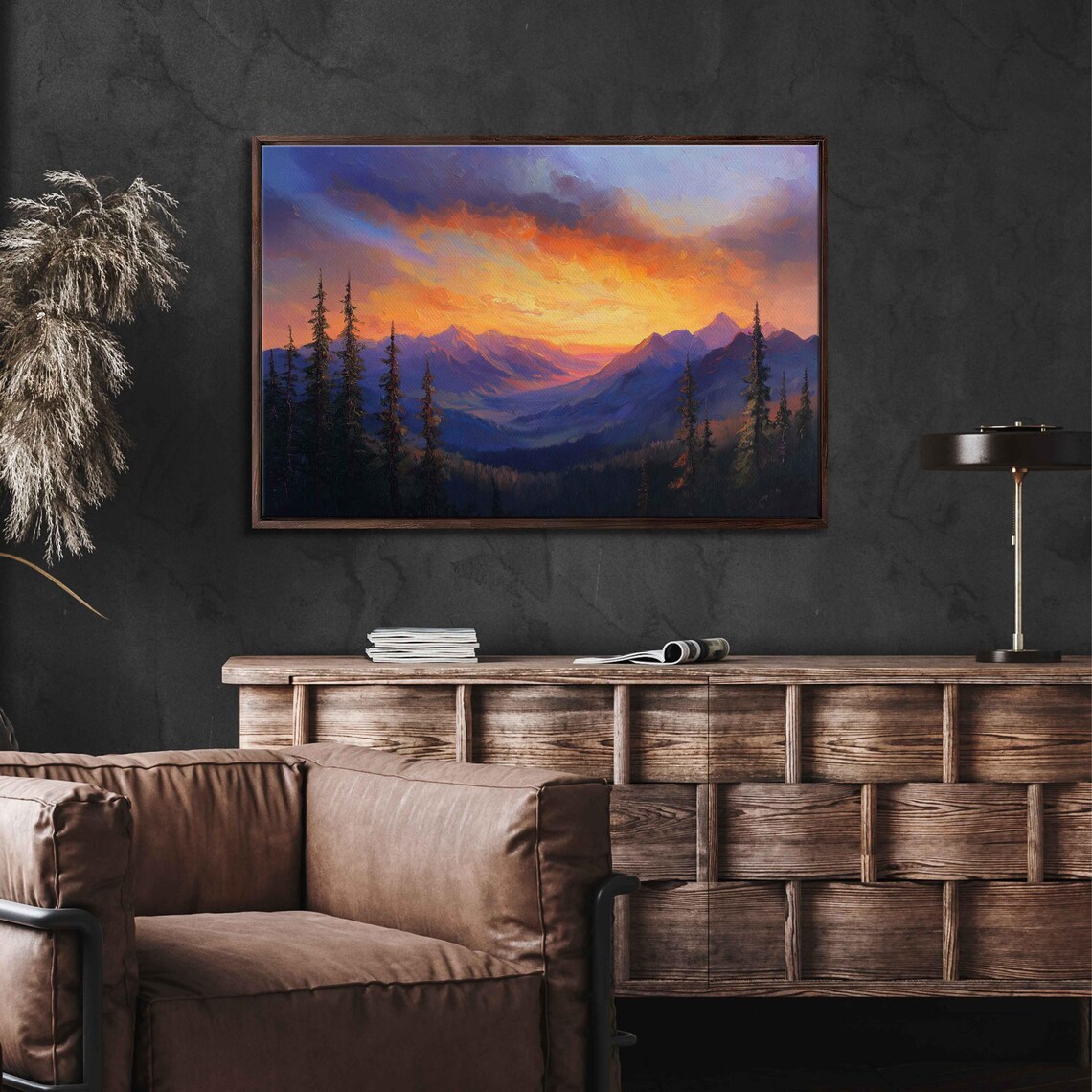 Rocky Mountains Sunset Art Print, Adventure