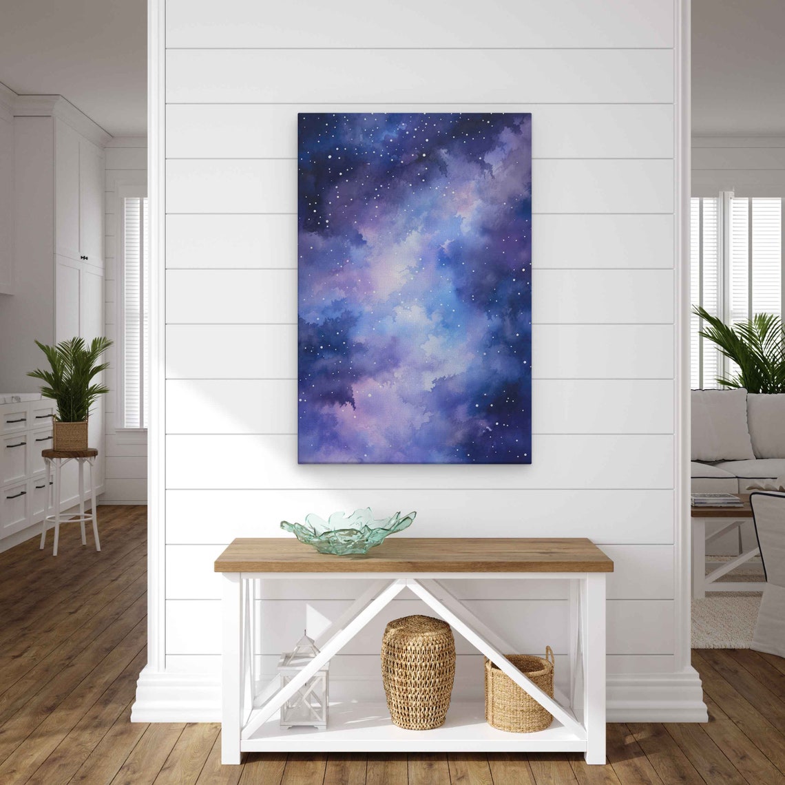 Purple Galaxy Starry Night Sky Watercolor Cosmos Nebula Art Poster - Image 3