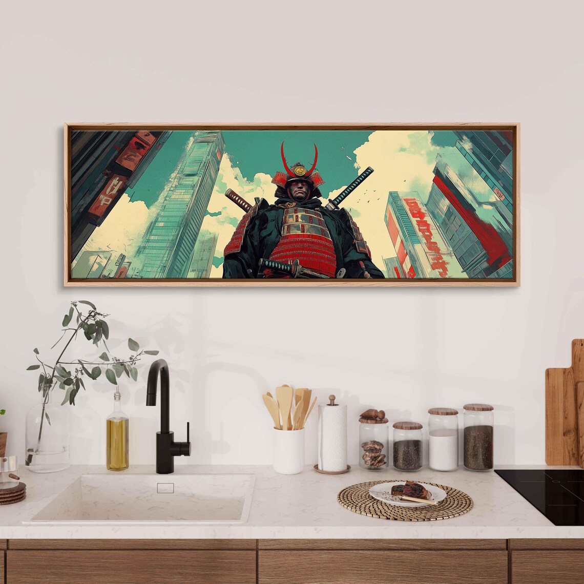 Samurai Portrait, Dramatic Modern Ukiyo-E Art Print