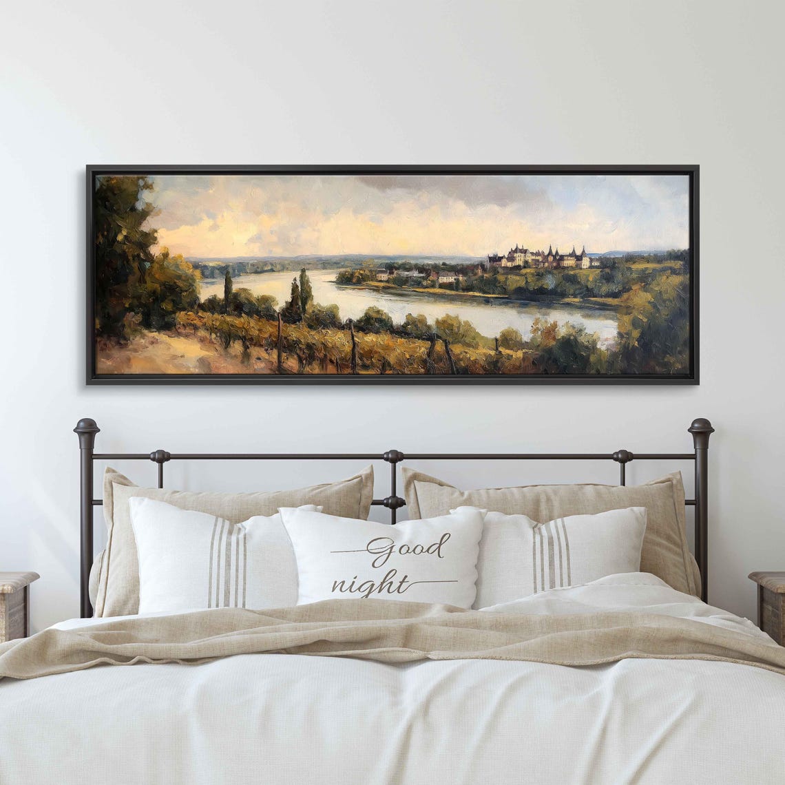 Loire Valley Vineyard River Bend Autumn Gold Hills Chateau Poster