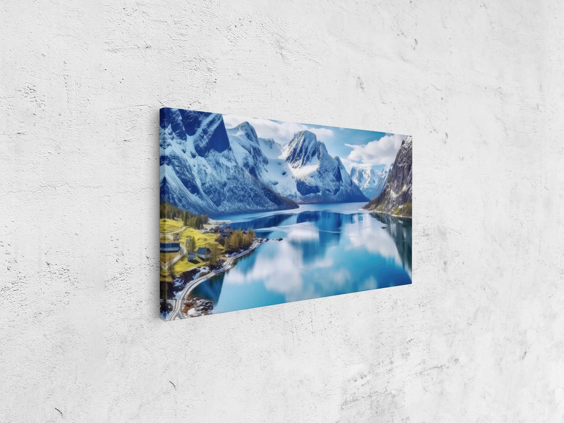 Snowy Mountain Peaks Alpine Lake Mirror Reflection Travel Poster - Image 4