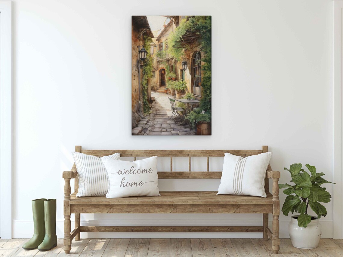 Italy Alleyway Acrylic Painting, Modern Art Print - Image 2