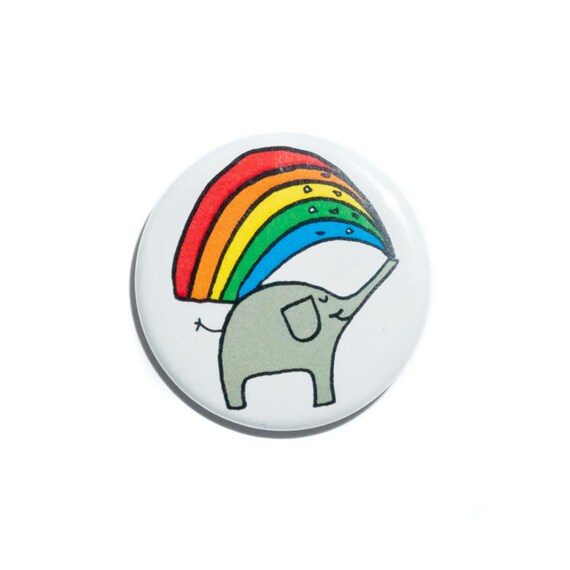 Elephant Rainbow Pinback Button Badge
