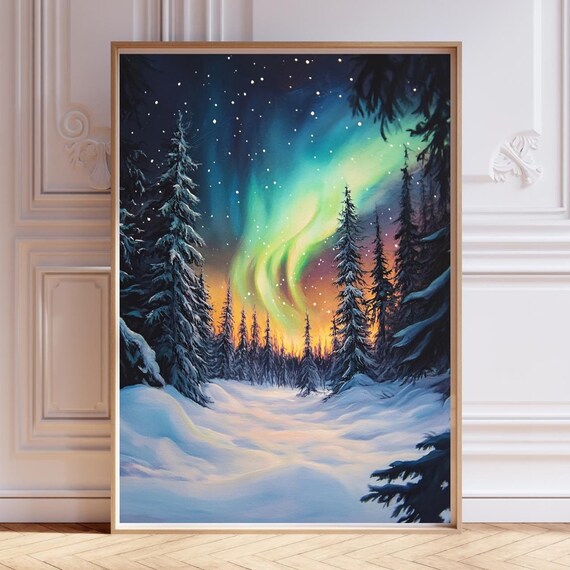 Northern Lights, Moody Aurora Art Print