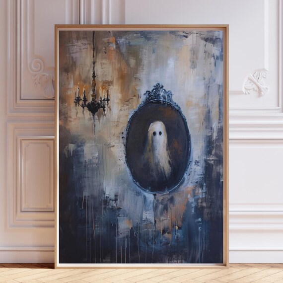 Mirror Painting Gothic Farmhouse Halloween Wall Art Whimsigoth Decor Moody Victorian Print Dark Vintage Spooky