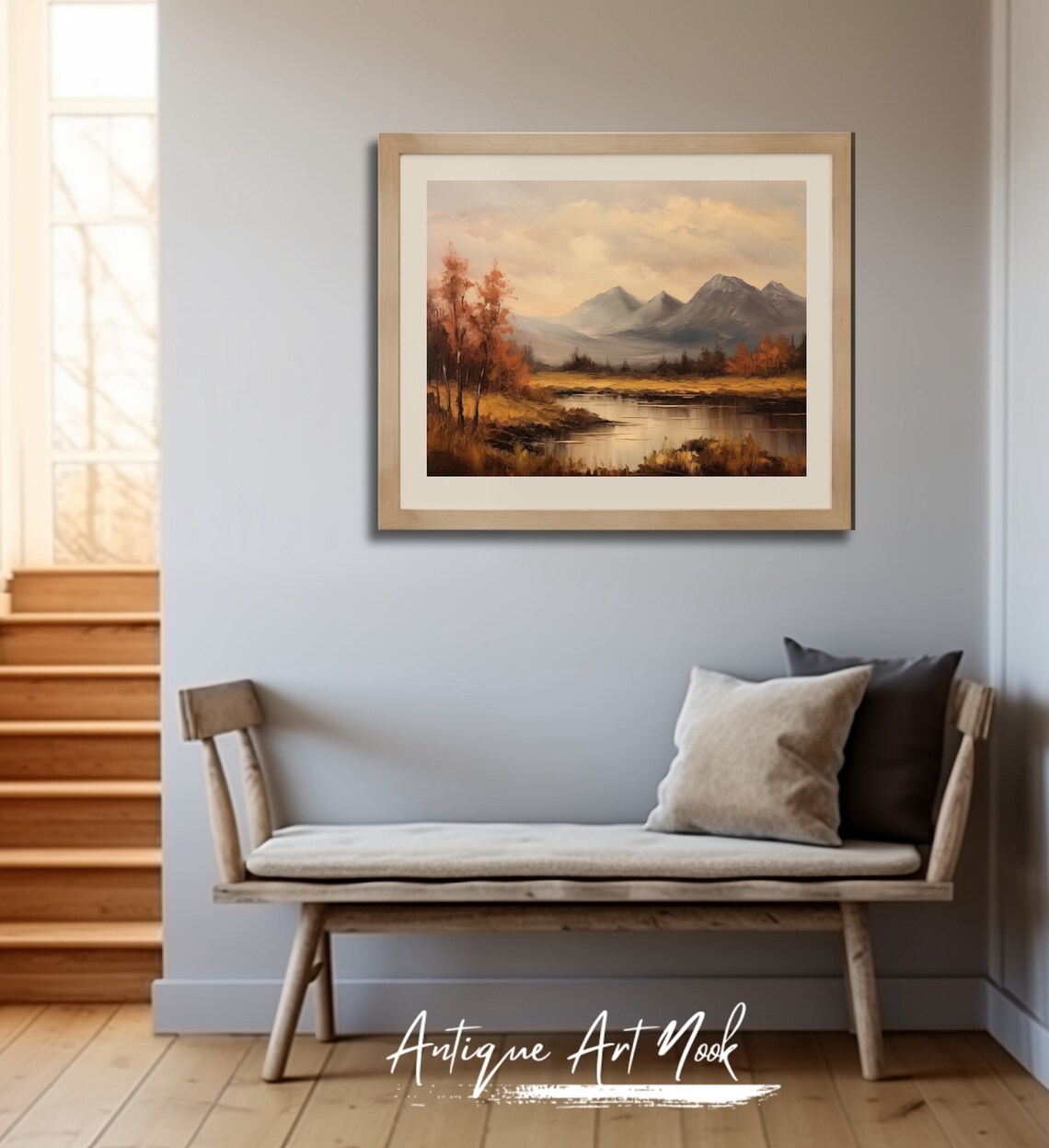 Autumn Landscape, Vintage Country Field Oil Painting - Image 3
