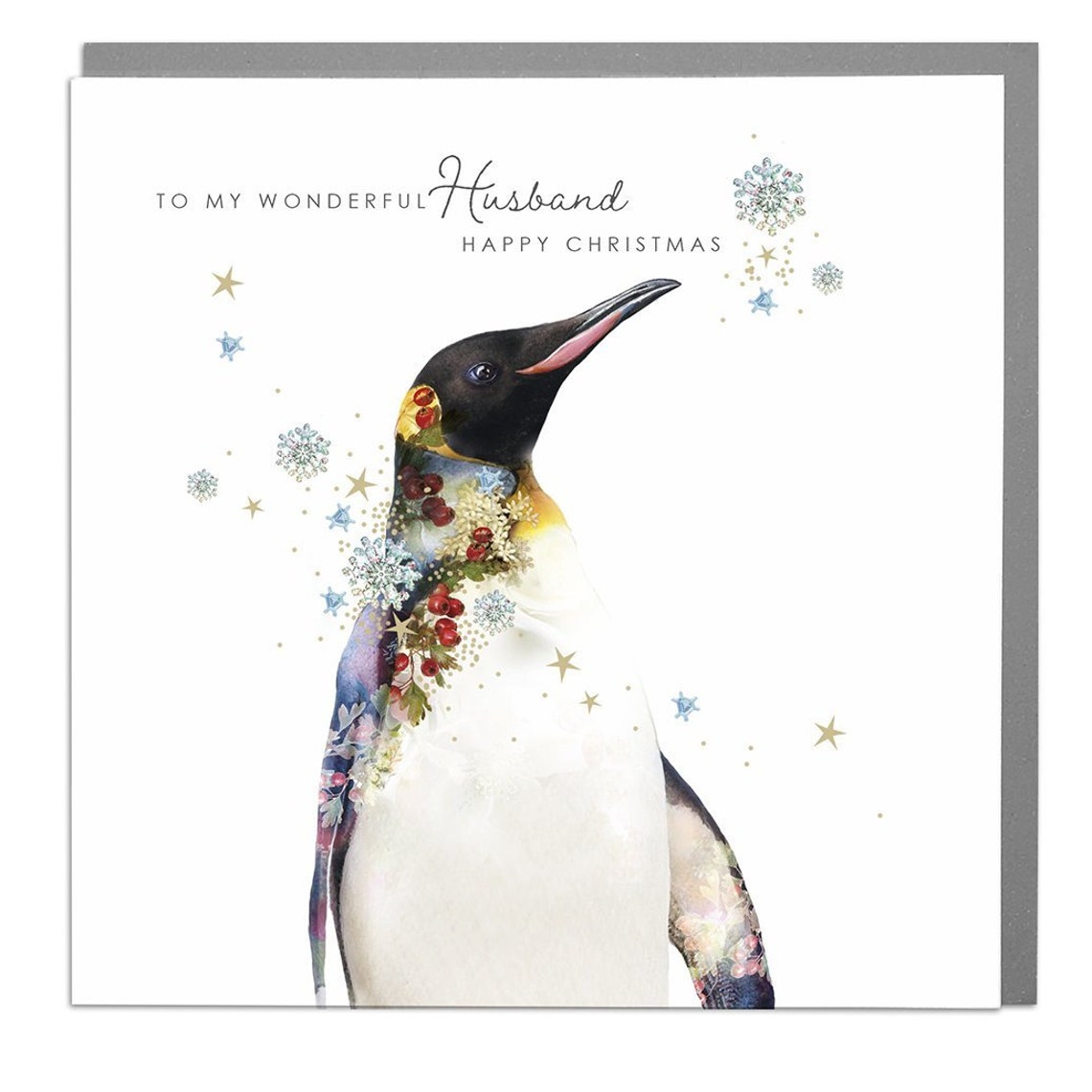 King Penguin Husband Christmas Card