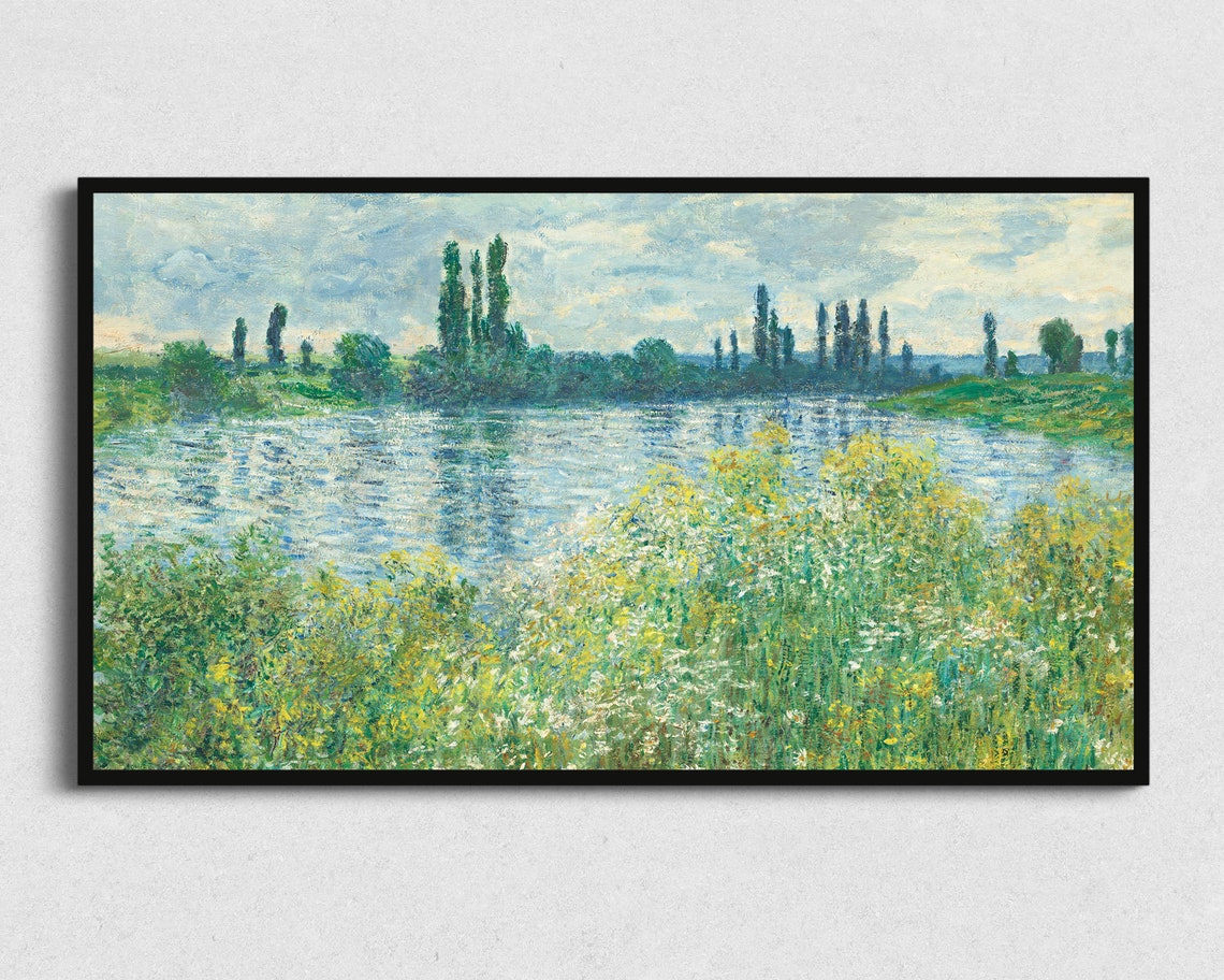 River Banks Poplars Wildflowers Impressionist Landscape Poster