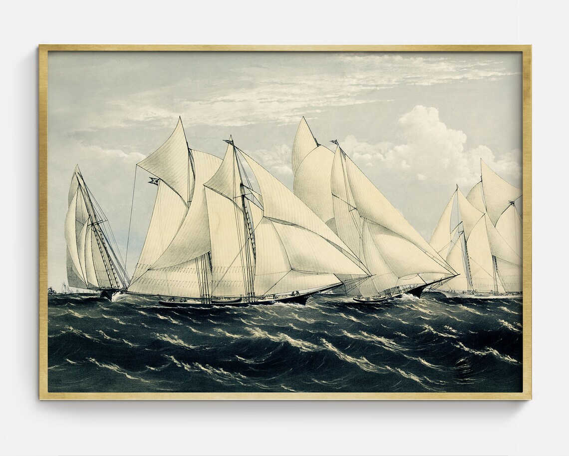 Coastal Wall Art Sailing Vintage Art Print