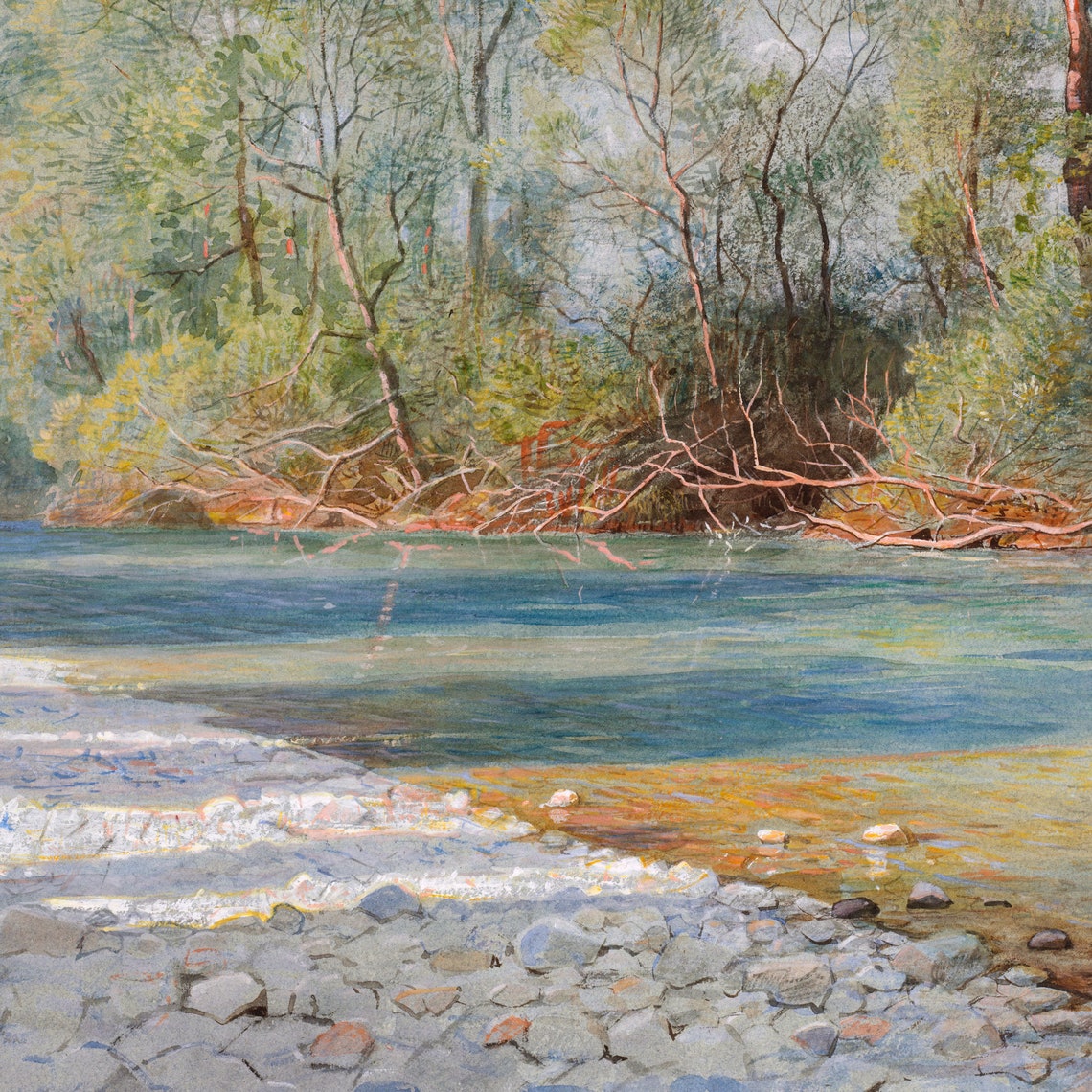 Vintage Landscape Antique Painting Vintage River Art Prints - Image 2