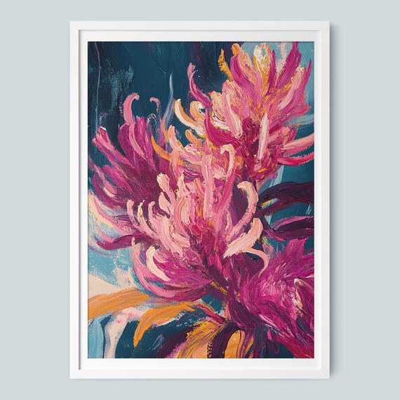 Crimson Whispers Abstract Floral, Boho Matisse