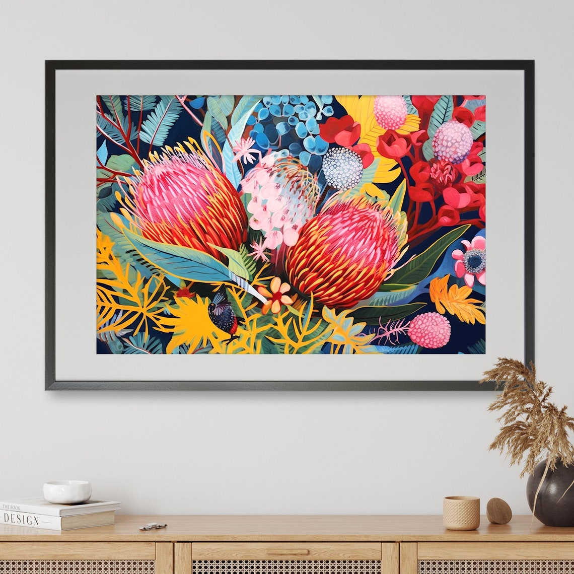 Australian Banksia Love Art Print, Native Flowers