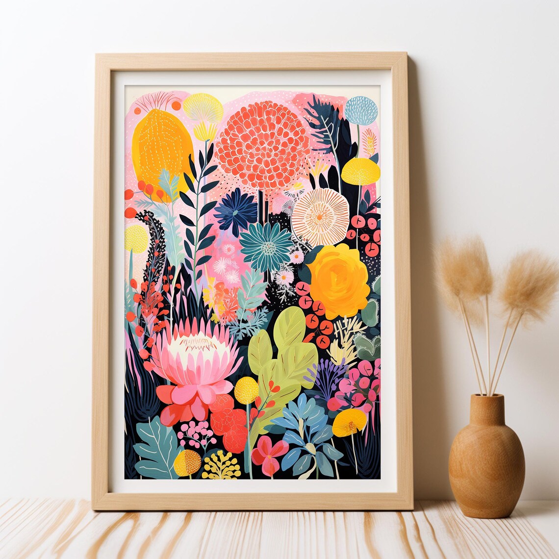Cactus Delight Poster, Whimsical Botanical Decor