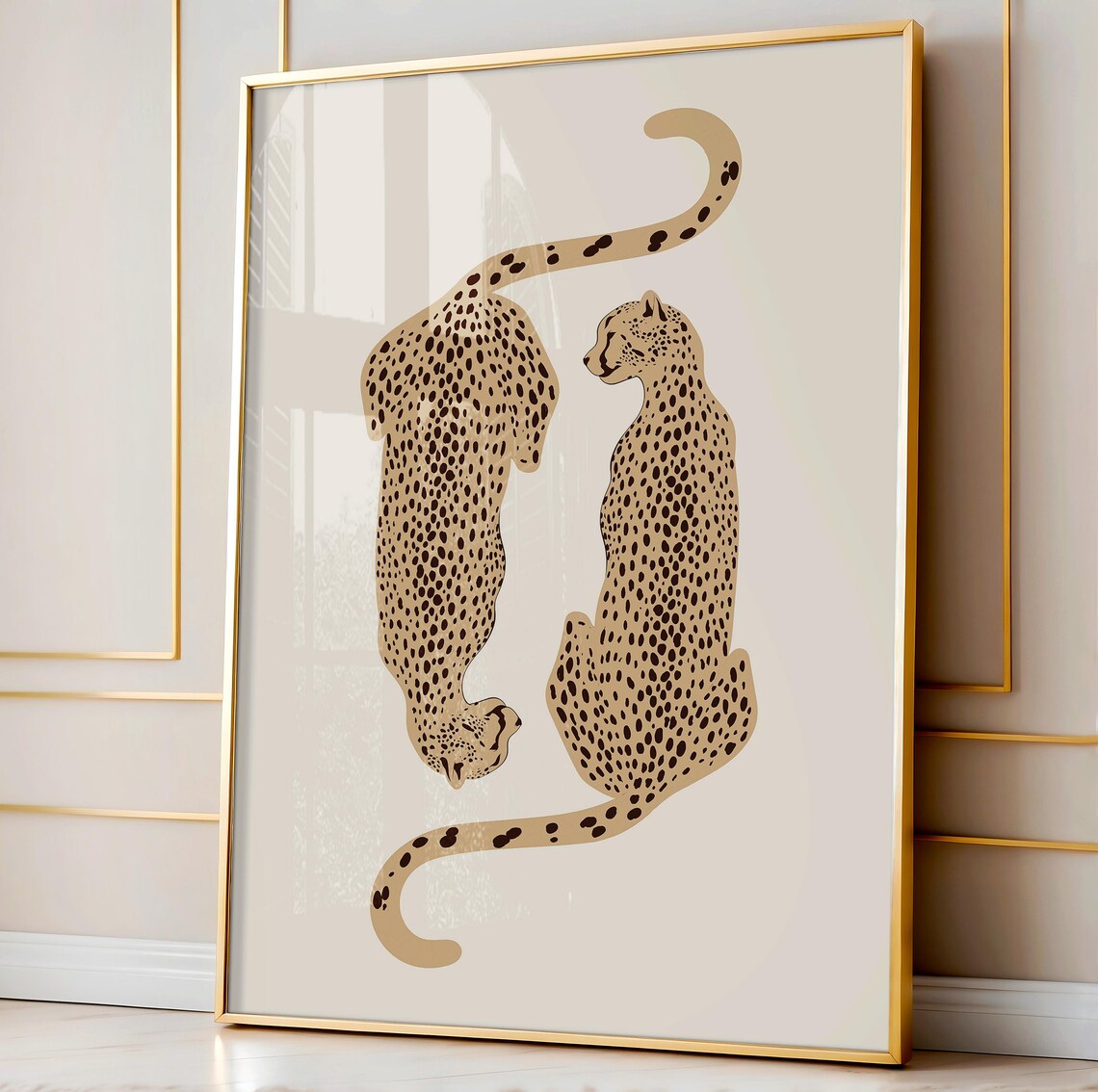Cheetah Retro Neutral Room Art Print