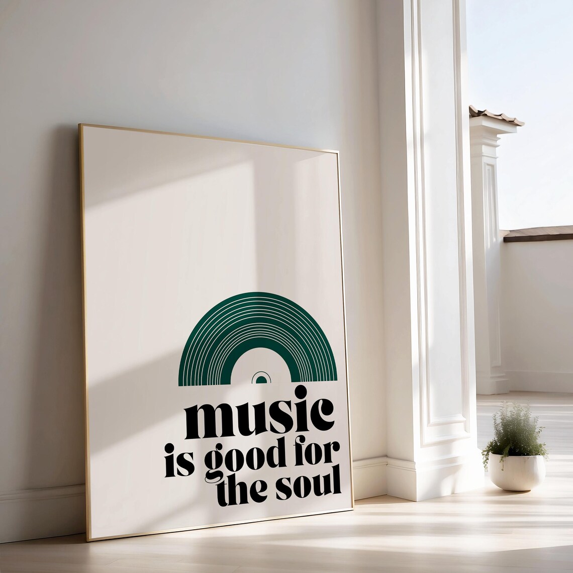 Music Is Good for the Soul Green Retro Vinyl Record Wall Art - Image 3