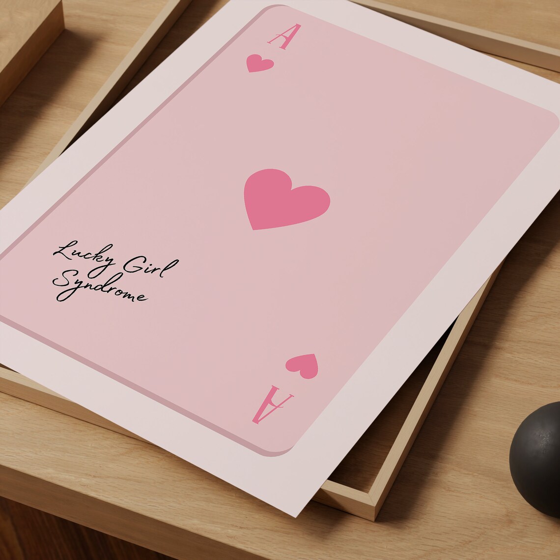 Lucky Girl Syndrome Pink Ace of Hearts Card Game Aesthetic Poster - Image 4