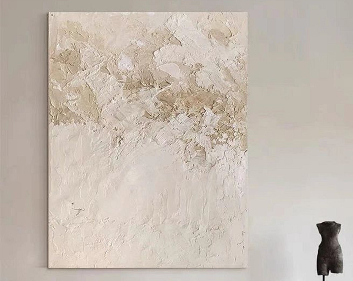 Cream White Heavy Texture Abstract Wabi Sabi Minimalist Art Poster - Image 5