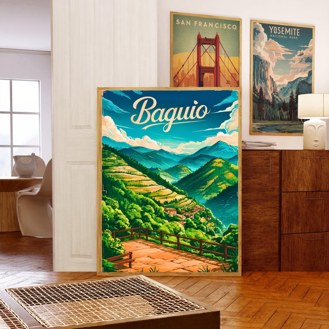 Baguio Philippines Green Mountain Valley Viewpoint Vintage Poster - Image 5