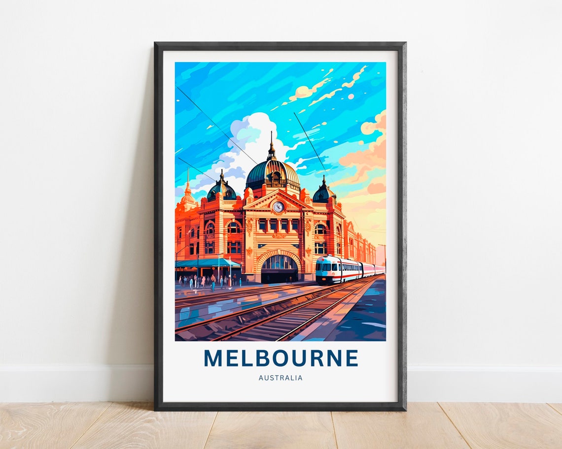 Melbourne Australia Flinders Street Station Train Tracks Poster