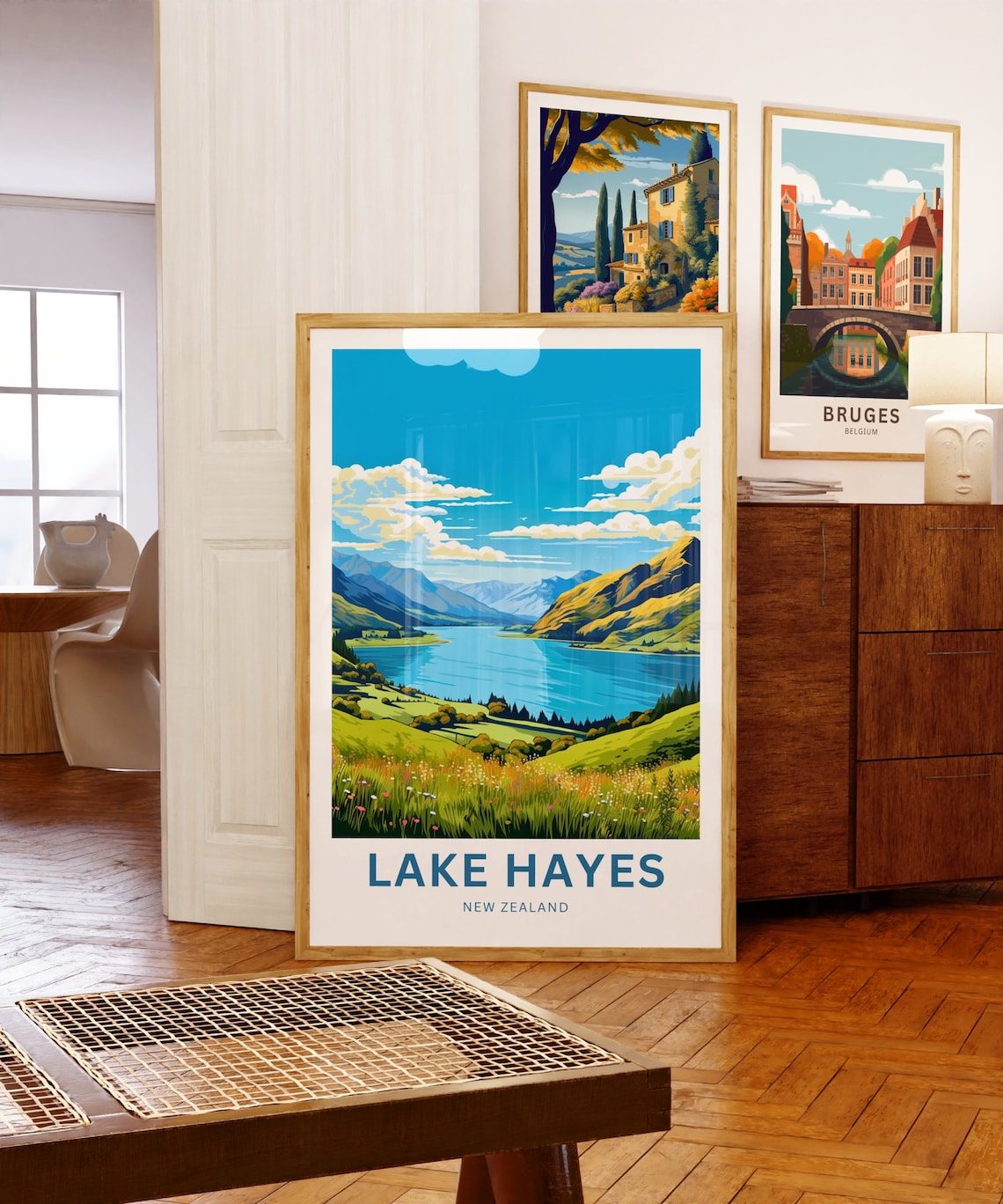 Lake Hayes New Zealand Wildflower Meadow Alpine Lake Travel Poster - Image 5
