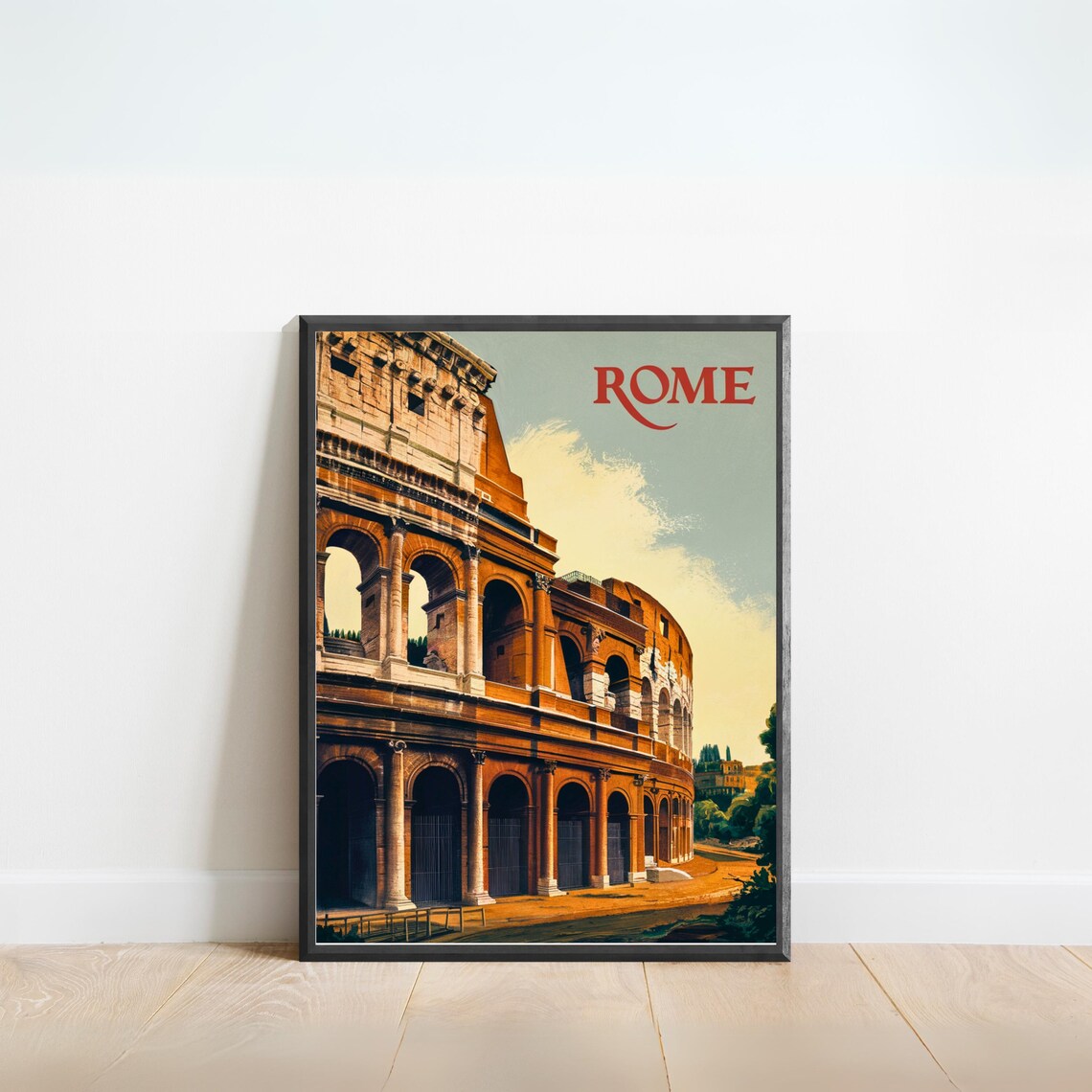 Rome Italy Colosseum Vintage Retro Ancient Landmark Travel Poster