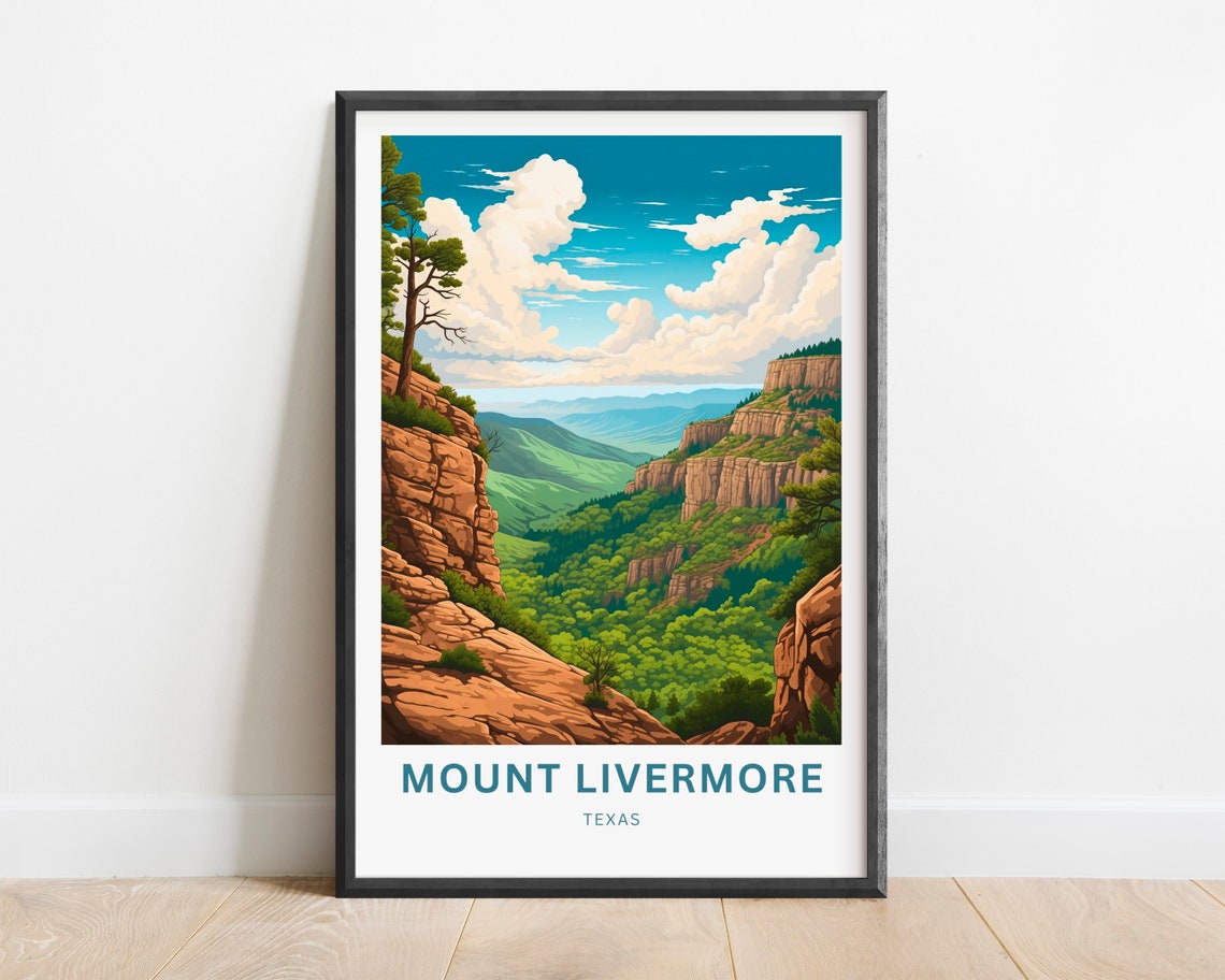 Personalized Mount Livermore Texas Canyon Custom Travel Poster - Image 2