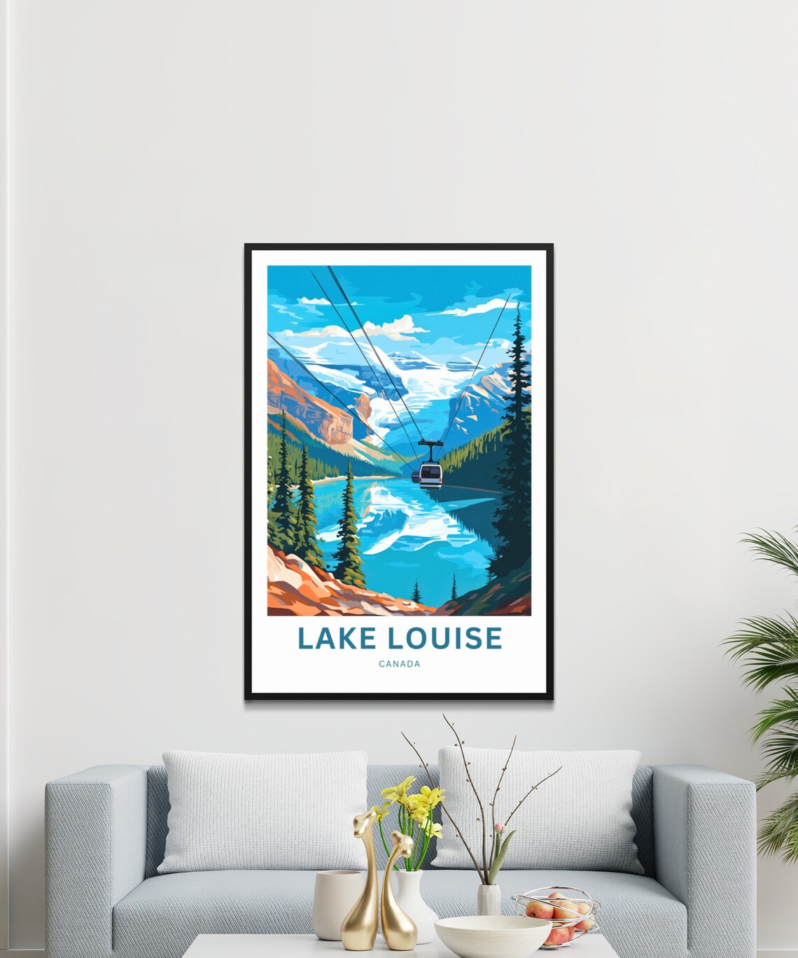Lake Louise Canada Cable Gondola Blue Lake Retro Travel Poster Art - Image 3
