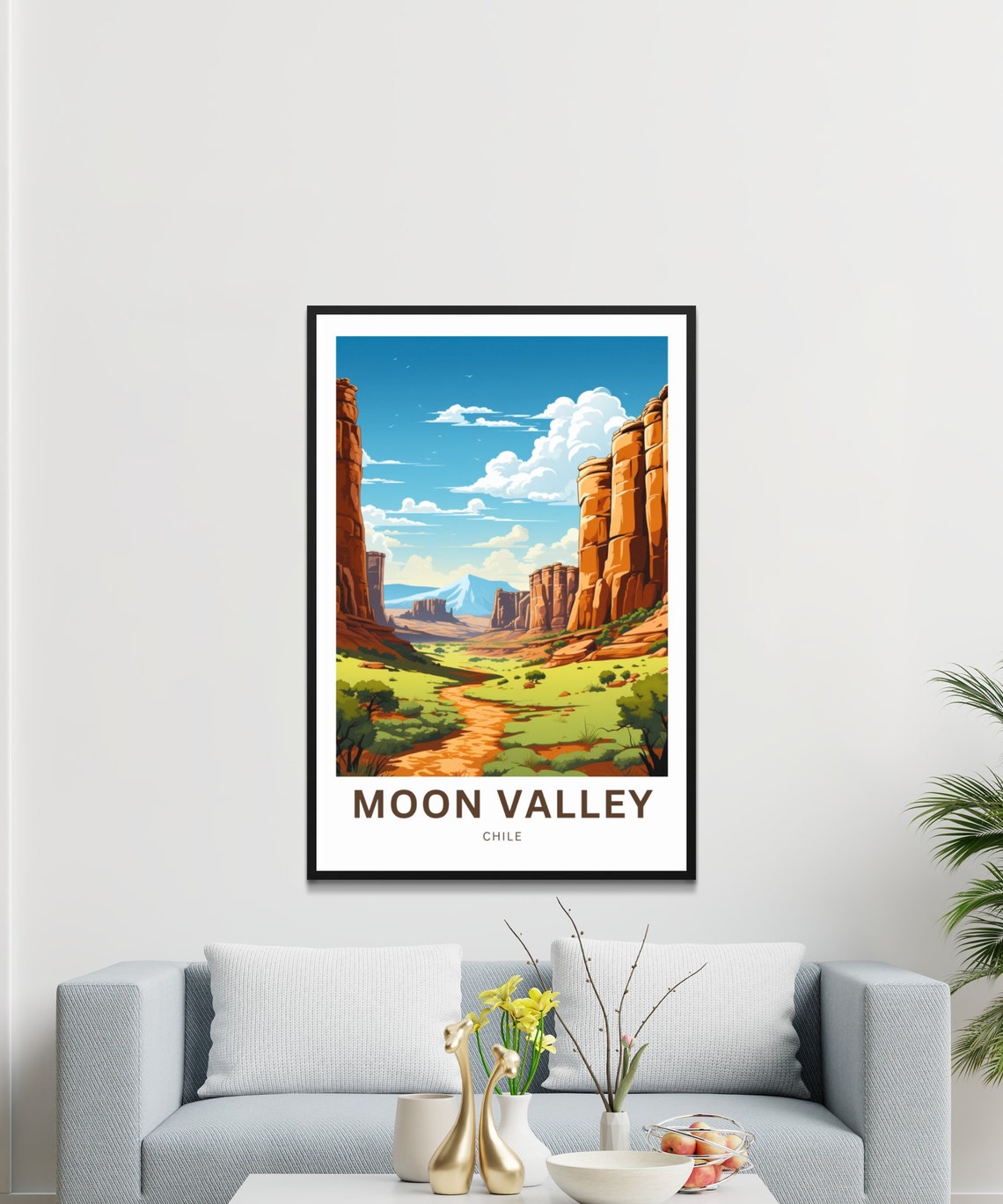 Moon Valley Chile Red Rock Canyon Desert Path Landscape Poster - Image 3