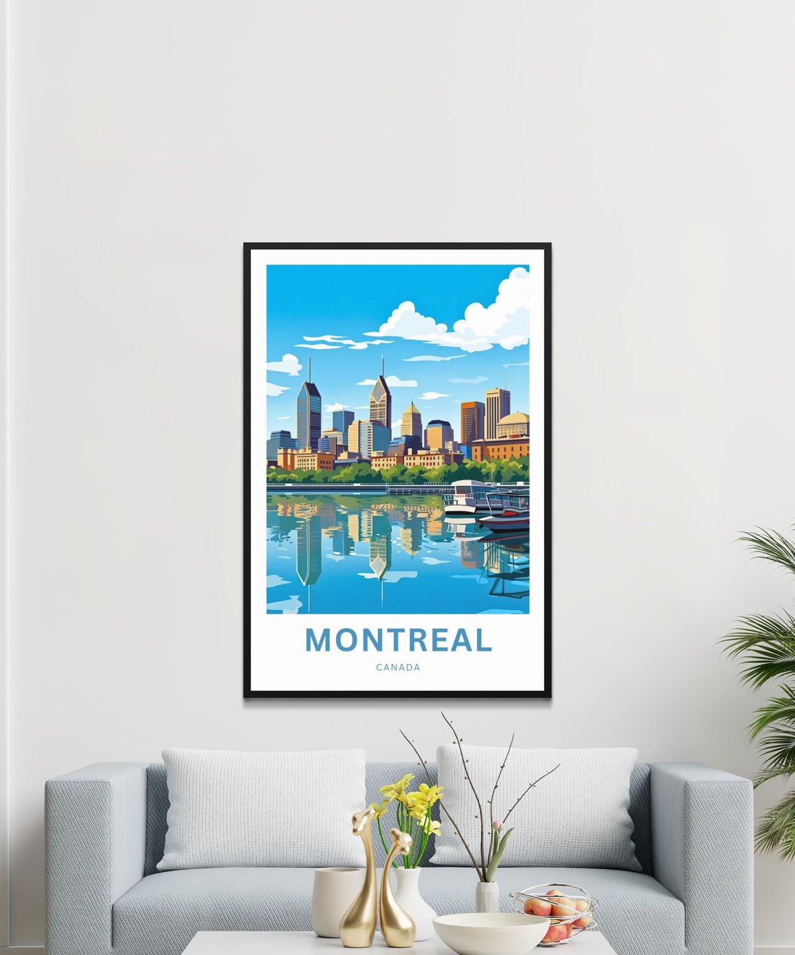 Personalized Montreal Canada Old Port Boats Waterfront Scene Poster - Image 3