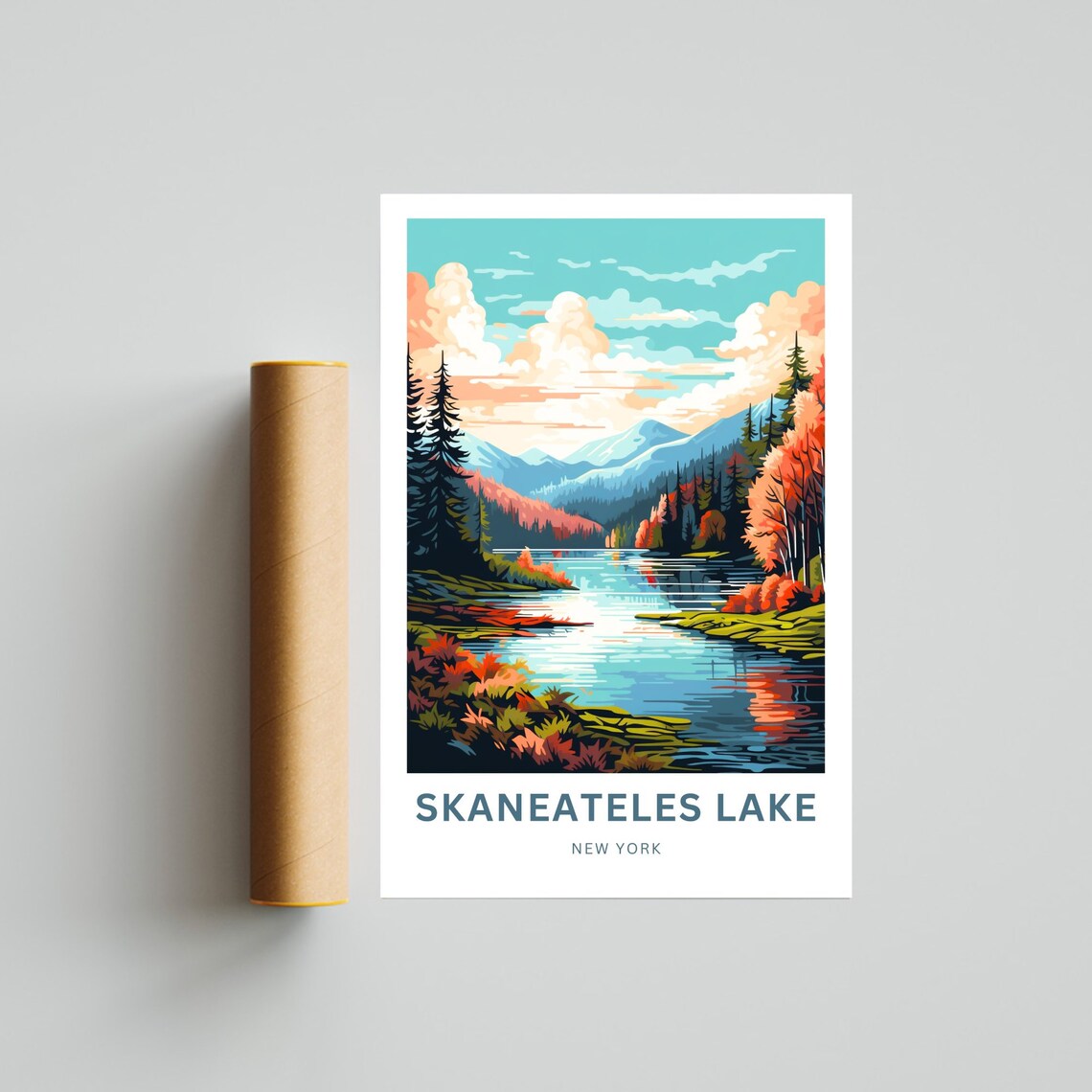 Skaneateles Lake New York Autumn Shore Personalized Travel Poster - Image 4