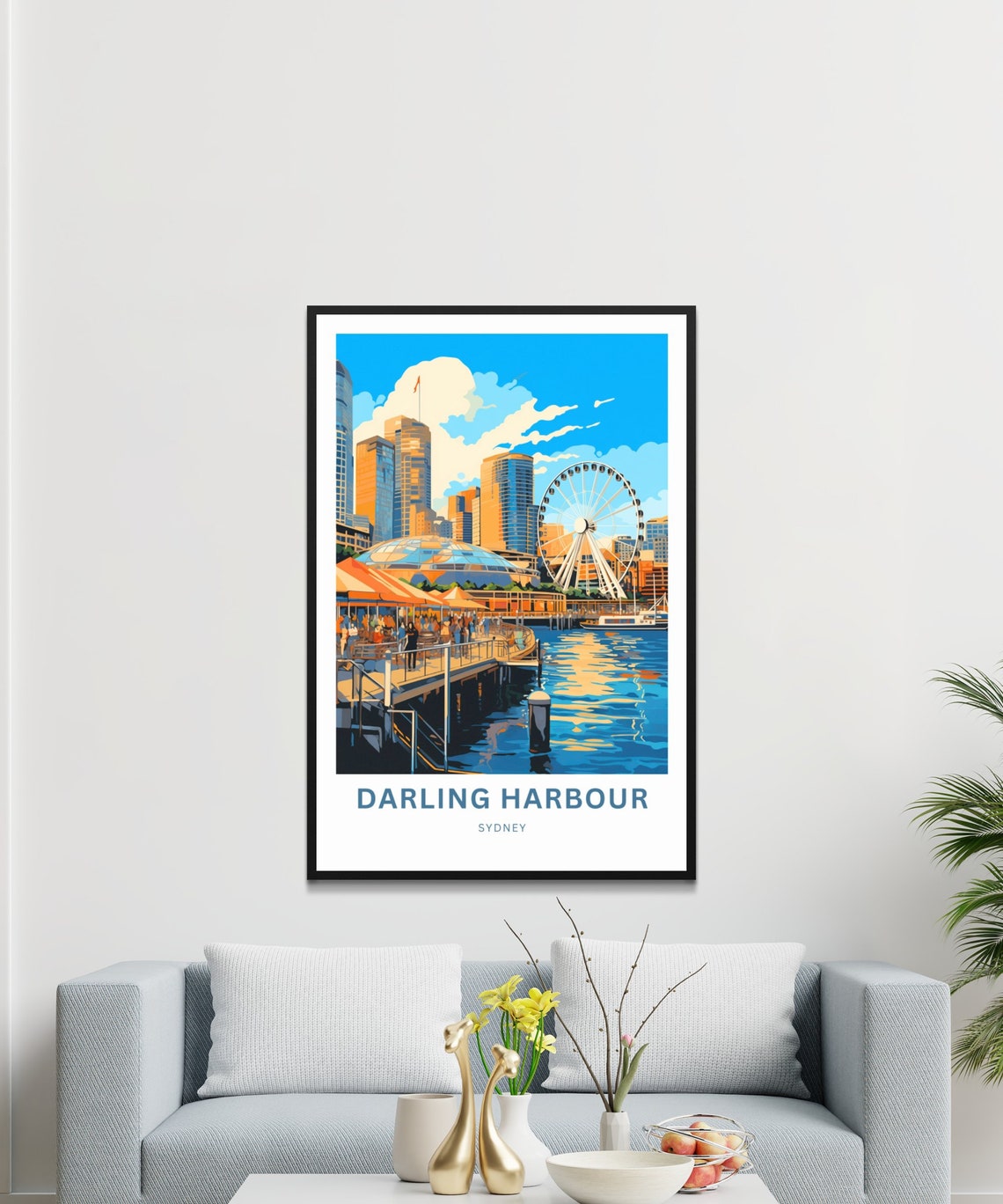 Darling Harbour Sydney Waterfront Ferris Wheel Skyline Poster - Image 3