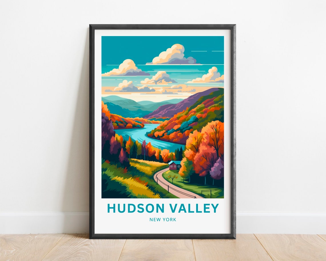 Hudson Valley New York Autumn River Hills Fall Foliage Poster