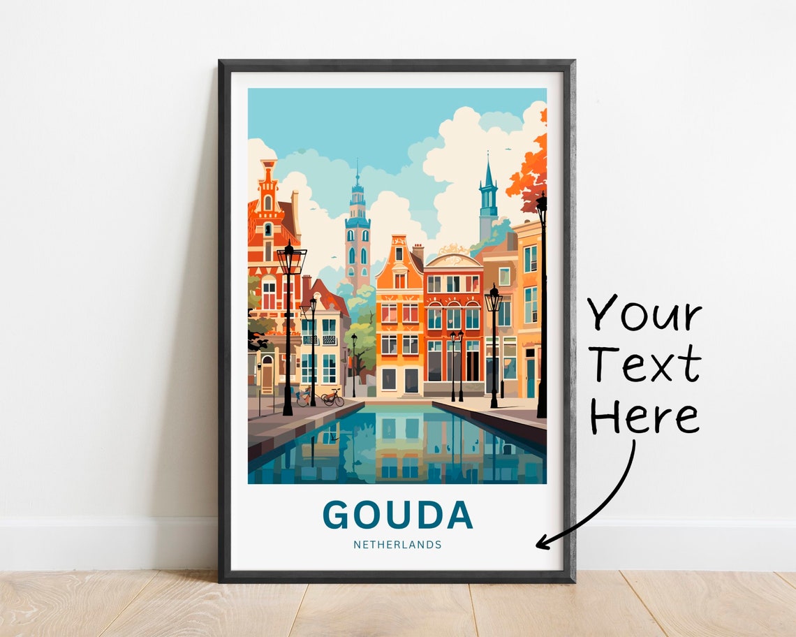 Personalized Gouda Netherlands Canal Gabled Houses Reflection Poster