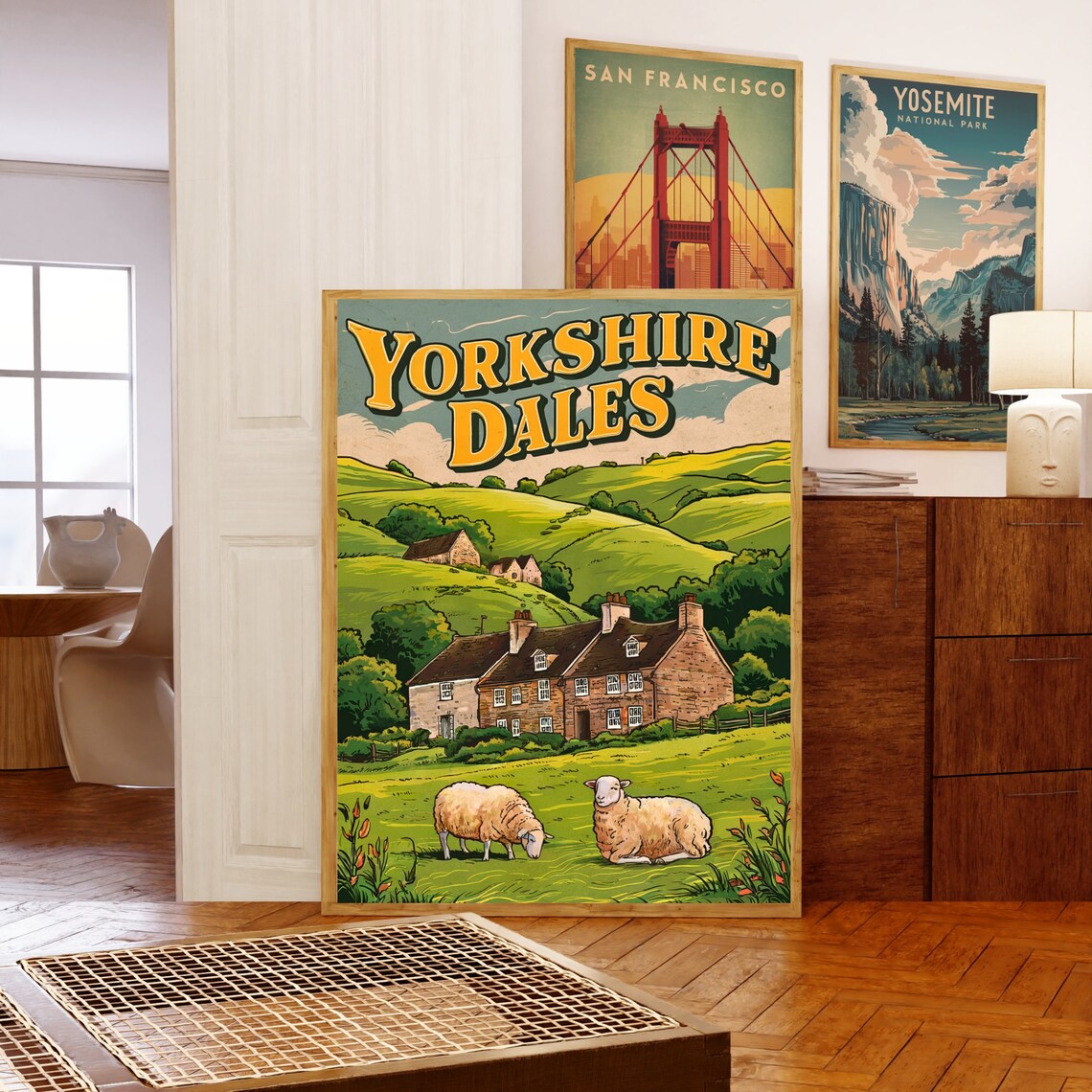 Yorkshire Dales Vintage Sheep Farmhouse Rolling Hills Travel Poster - Image 5