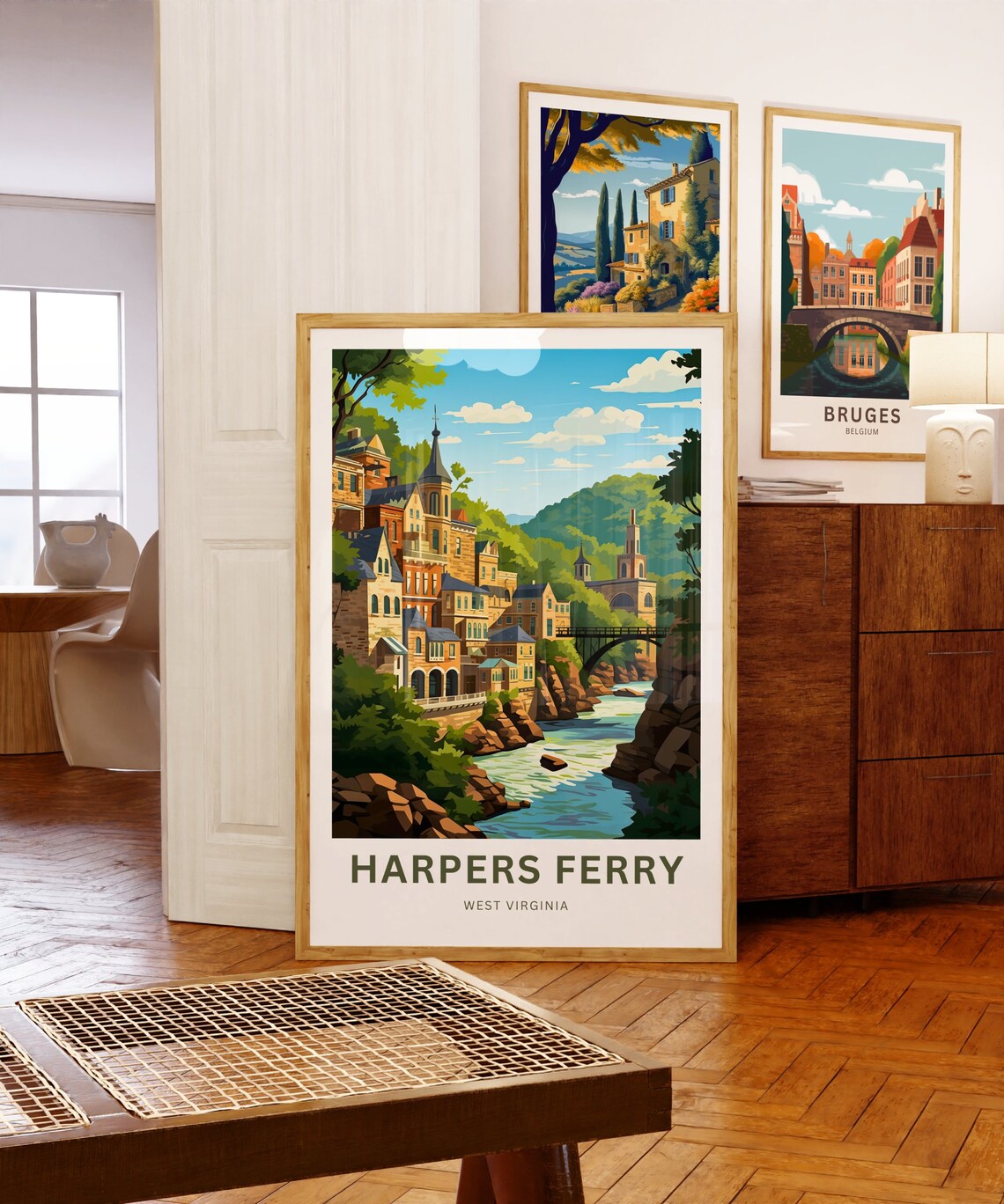 Harpers Ferry West Virginia Historic River Town Colorful Travel Poster - Image 5