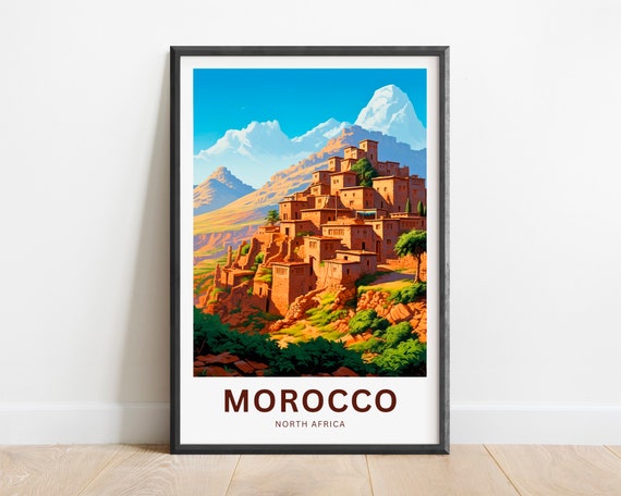 Morocco Travel Print Morocco Poster North Africa Wall Art Framed Present Gift North Africa Present