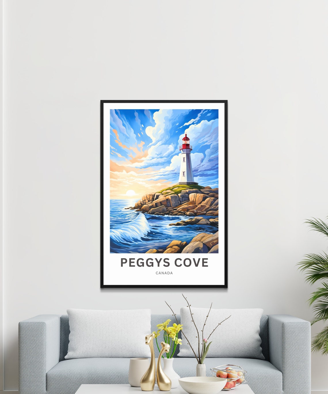Peggys Cove Canada Sunset Lighthouse Ocean Personalized Travel Poster - Image 3