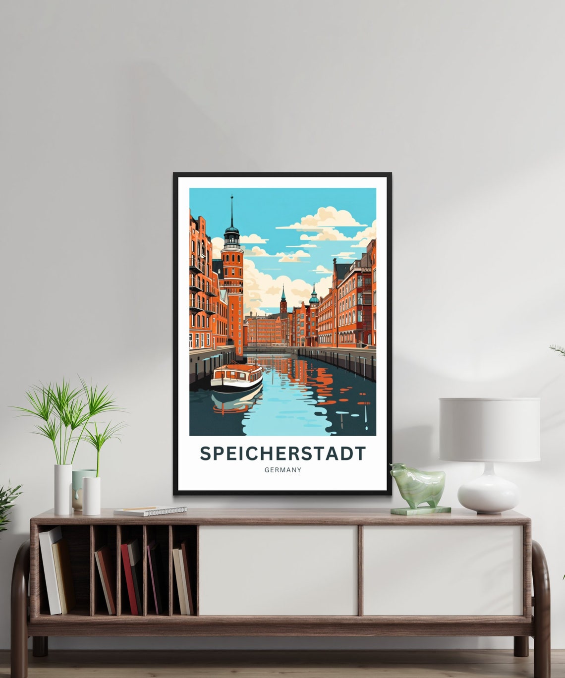 Speicherstadt Germany Hamburg Canal Brick Warehouse Travel Poster - Image 3