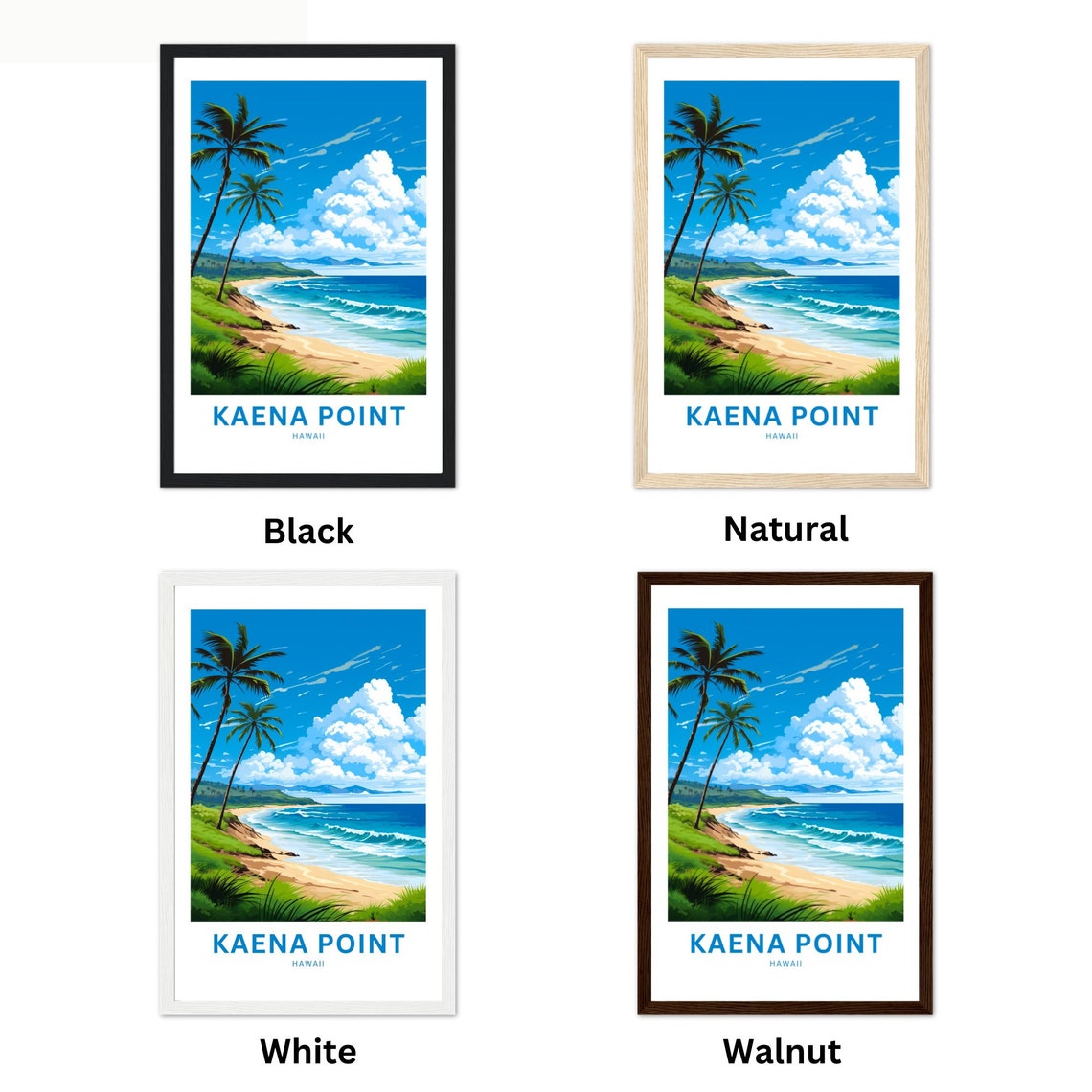 Kaena Point Hawaii Customizable Tropical Beach Travel Poster Artwork - Image 2