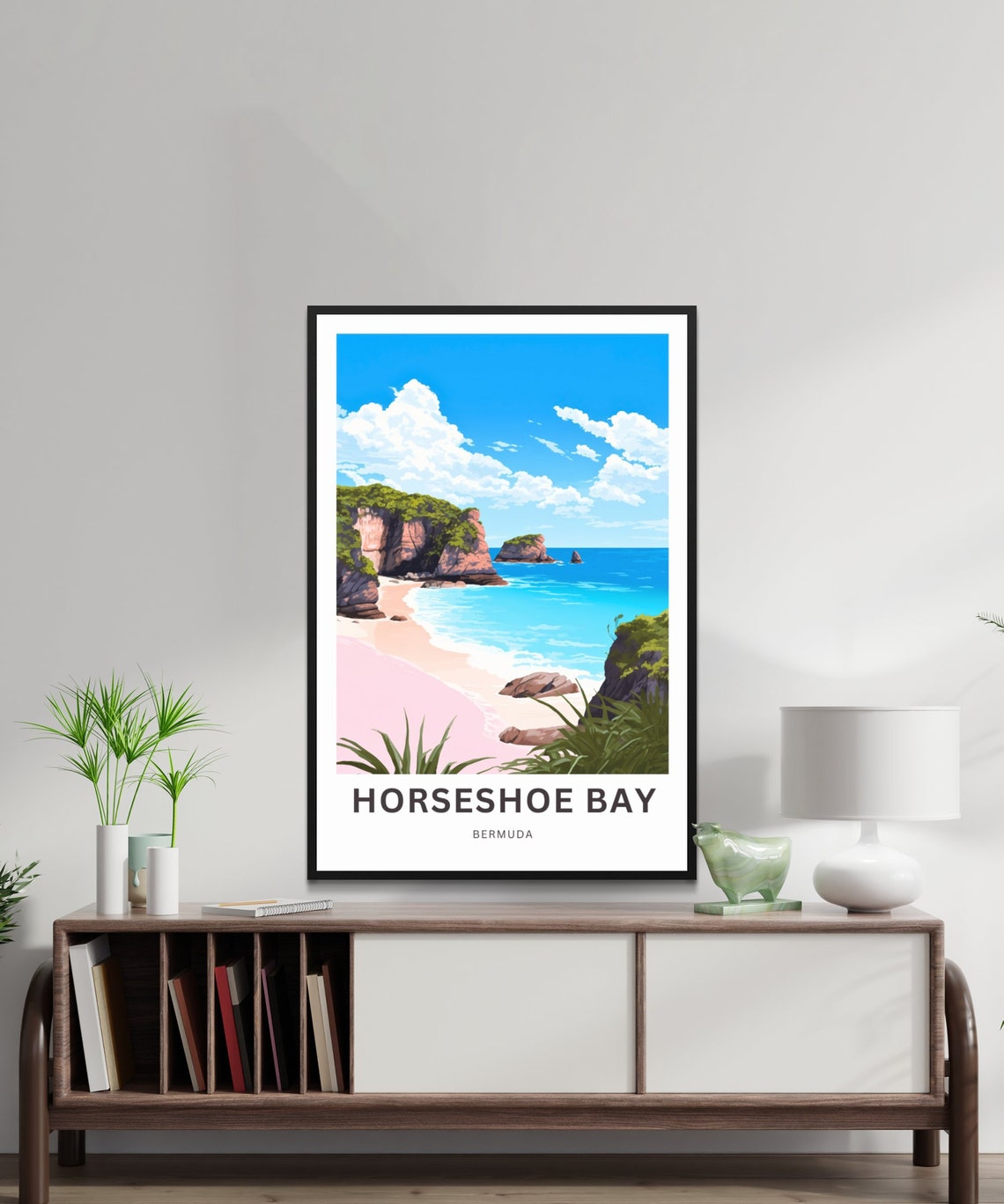 Horseshoe Bay Bermuda Pink Sand Cove Daytime View Travel Poster - Image 2