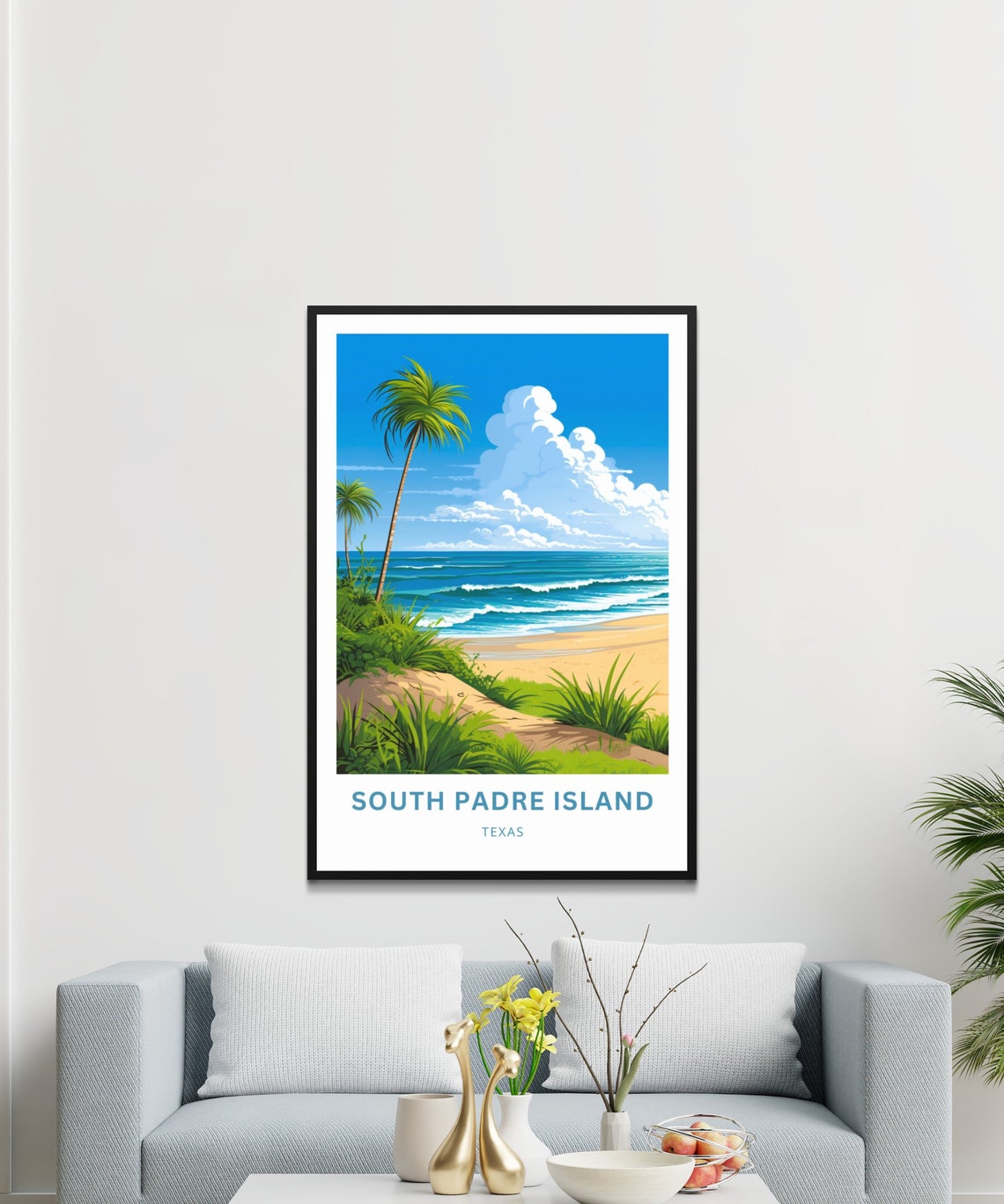 South Padre Island Beach Palm Personalized Travel Poster Texas Coastal - Image 3