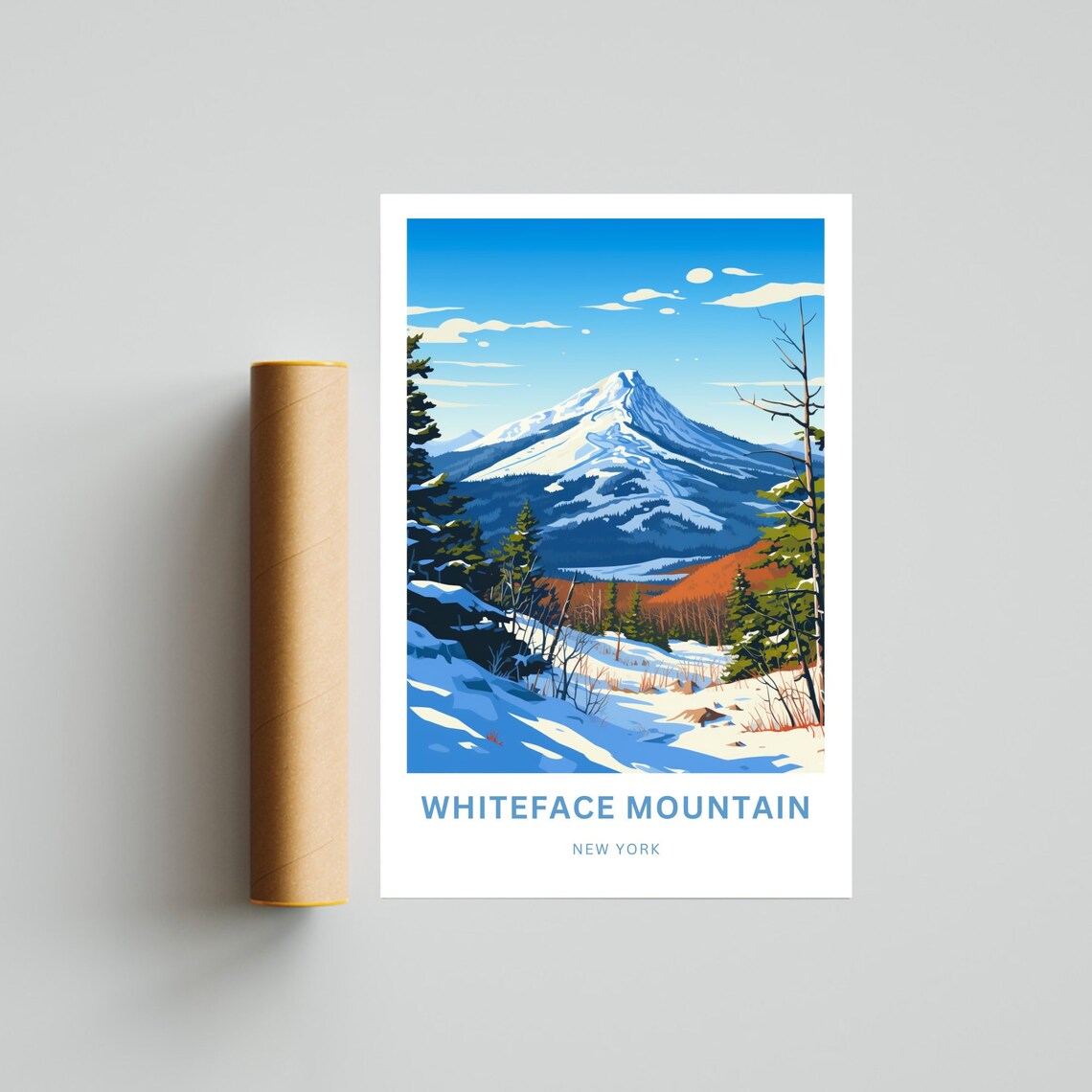 Whiteface Mountain New York Snowy Peak Winter Season Travel Poster - Image 4