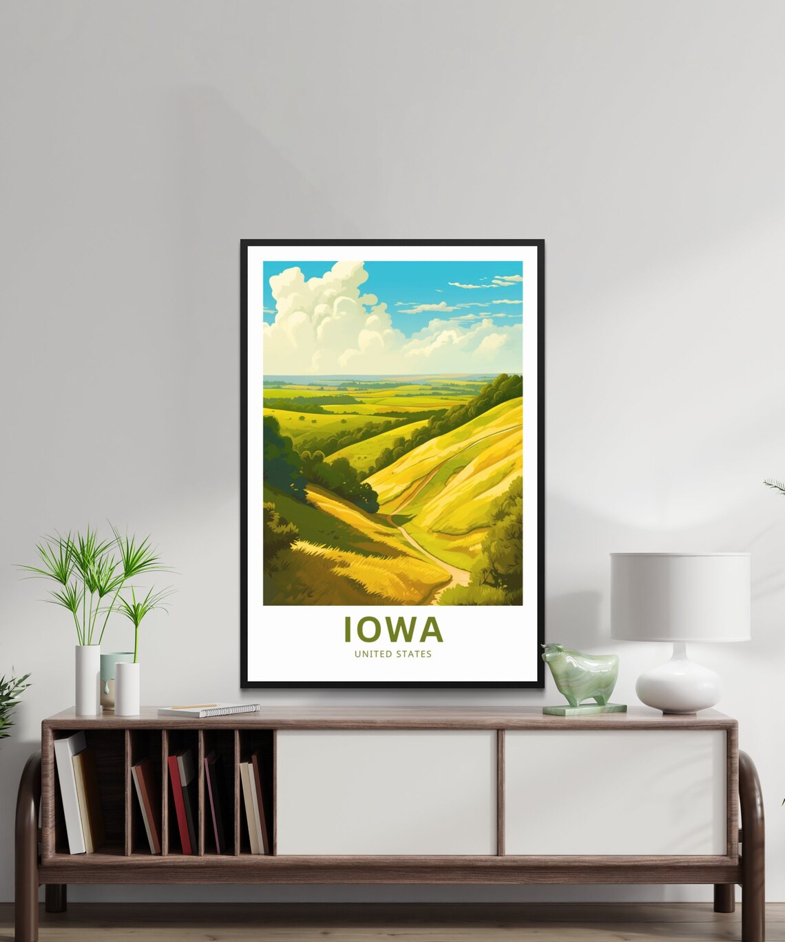Iowa Rolling Hills Golden Countryside Custom Text Travel Poster - Image 2