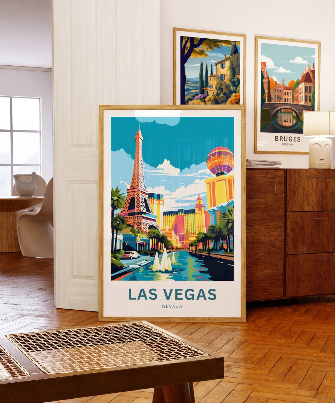 Personalized Las Vegas Eiffel Tower Fountains Custom Travel Poster - Image 5