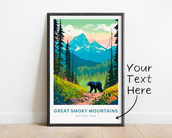 Personalized Great Smoky Mountains Bear Forest Trail Gift Poster